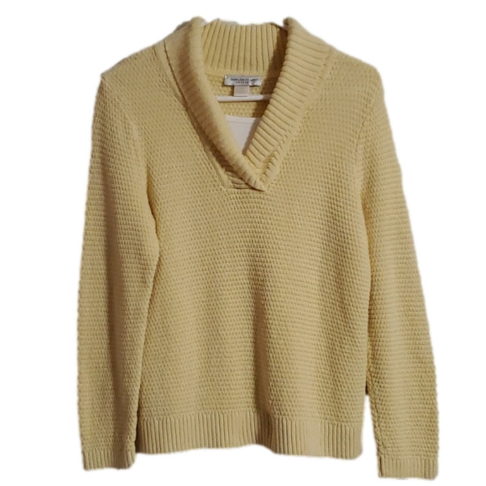 Christopher & Banks Petite Yellow Long Sleeve V Neck Sweater Sz PM